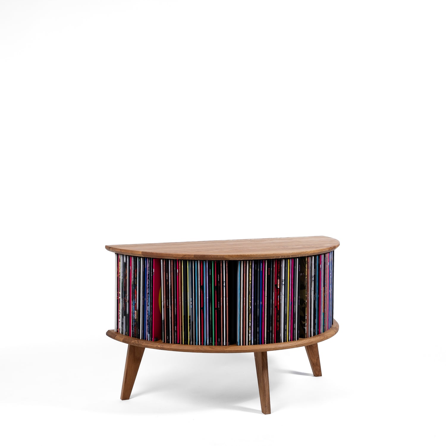 Vinyl opbevaring i egetræ – Display LUNA
