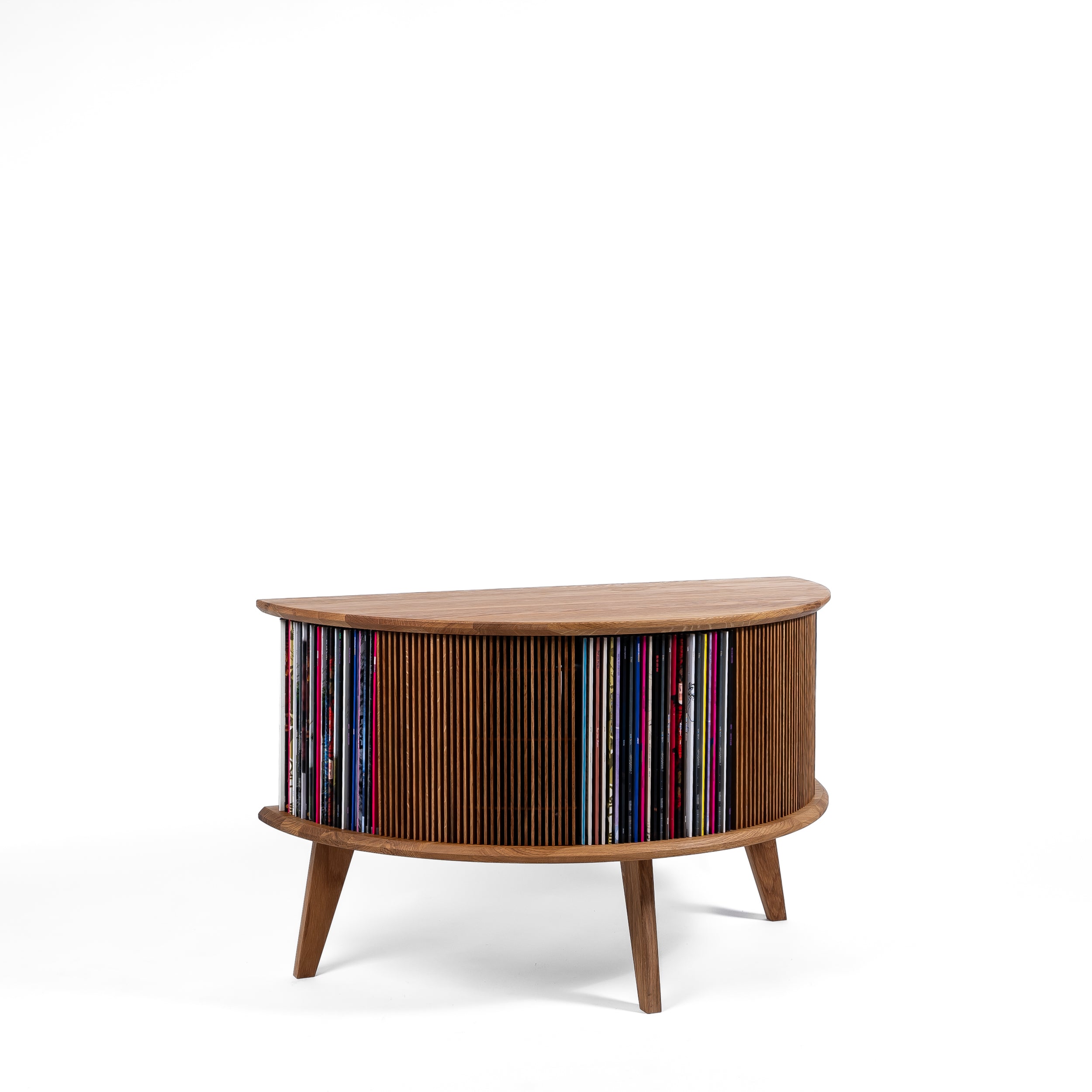Vinyl opbevaring i egetræ – Display LUNA