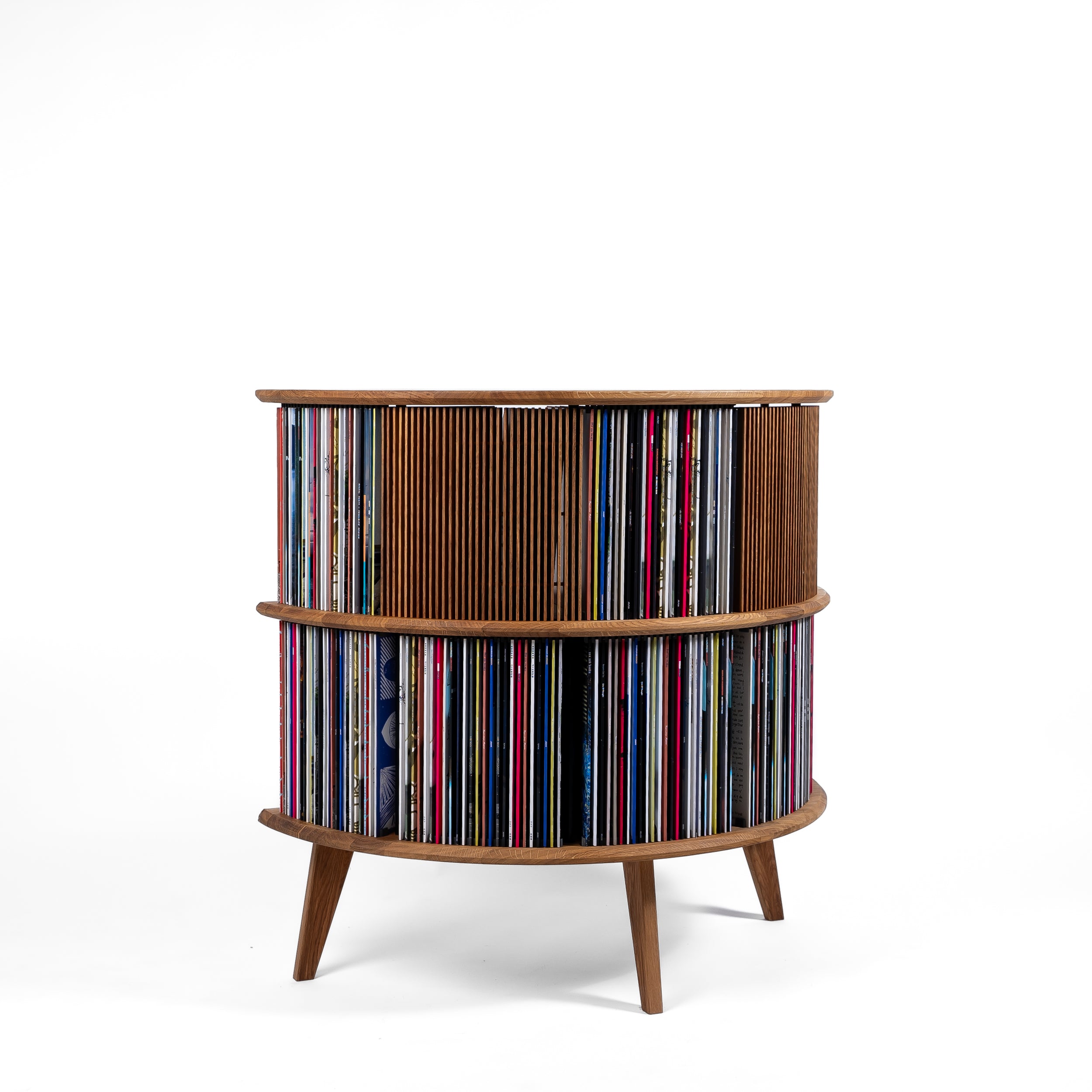 Vinyl opbevaring i egetræ – Display LUNA