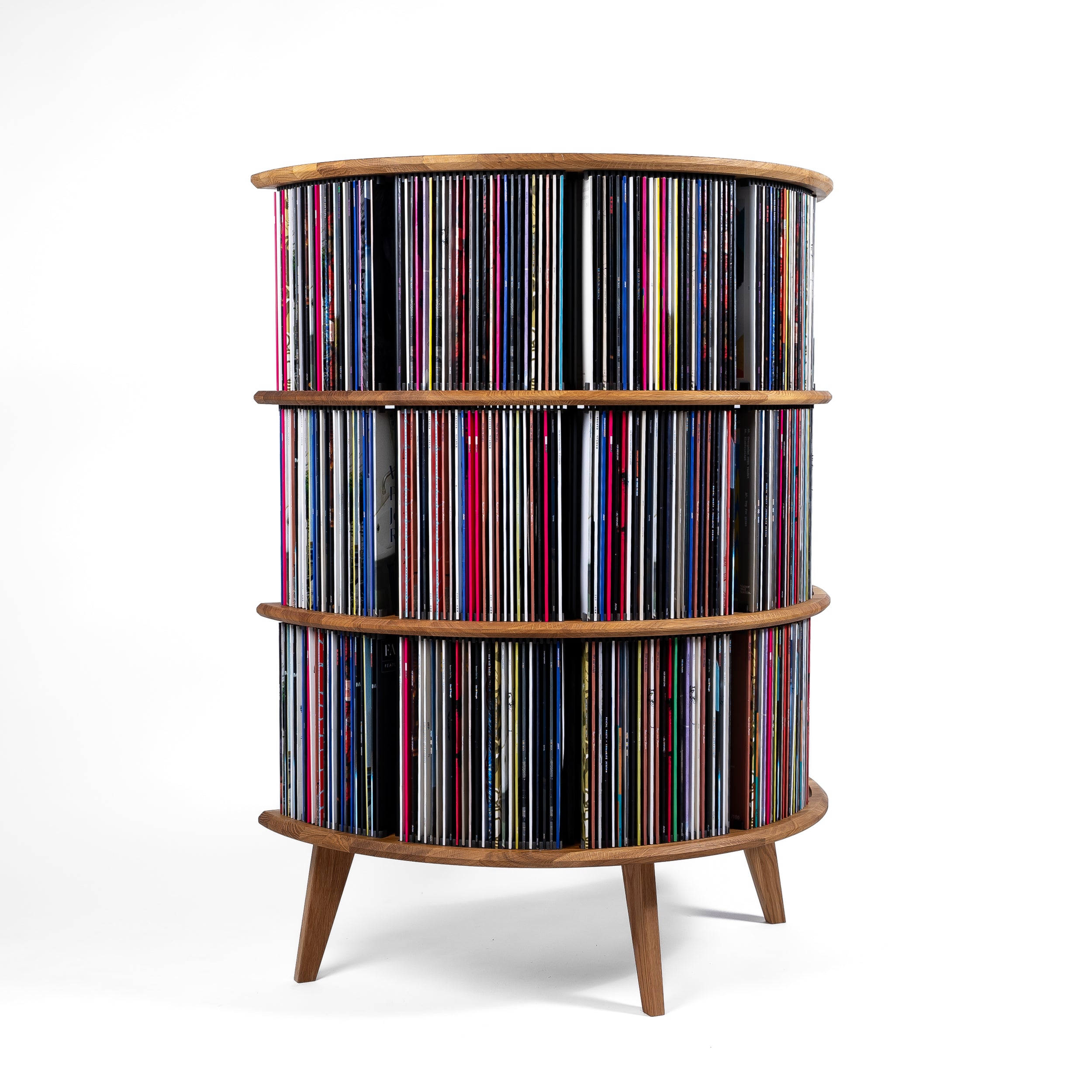 Vinyl opbevaring i egetræ – Display LUNA